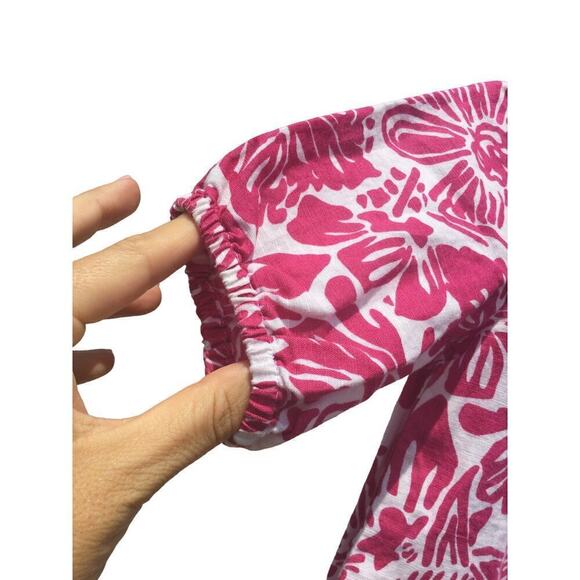 Crewcuts girls dress size 5 linen ruffle pink white preppy coastal beachy flower - Picture 2 of 10